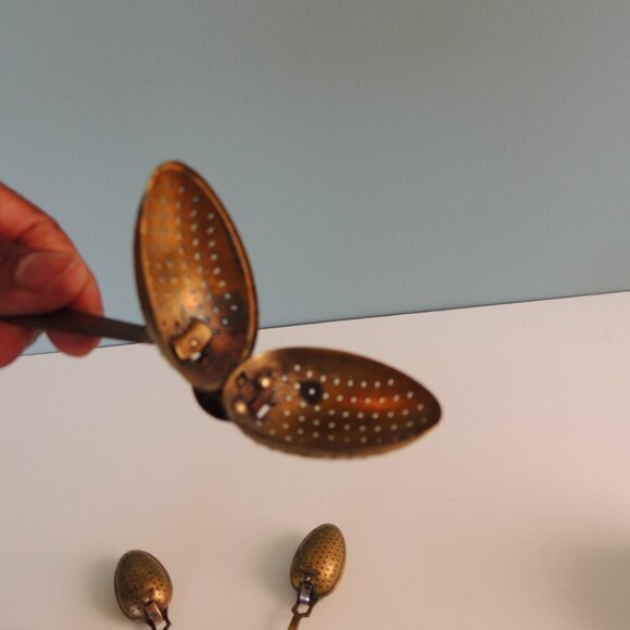 Vintage 1990s English Brass Tea Spoons - Set of 4 - Picture 4 of 5